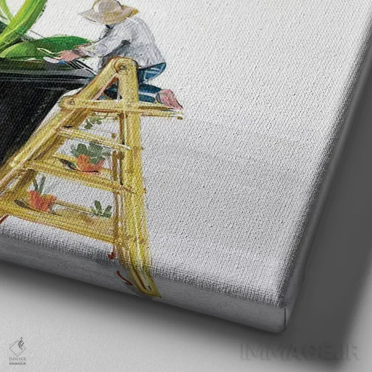 تابلو غریزهٔ ریحان اثر داریا روسو - نمای نزدیک بافت بوم