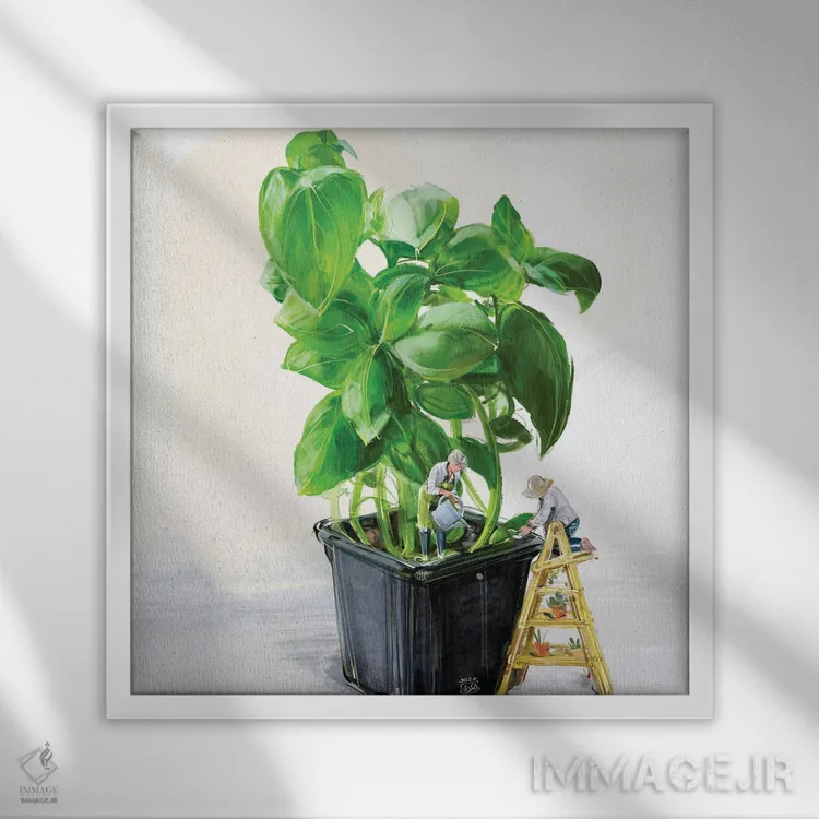 تابلو غریزهٔ ریحان اثر داریا روسو - نمای قابدار سفید