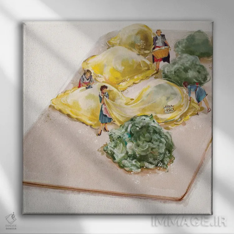 تابلو راویولی دستساز خانگی اثر داریا روسو - نمای روبهرو روی دیوار