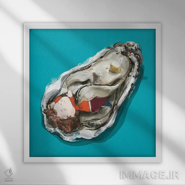 تابلو سخت مشغول خوابیدن اثر داریا روسو - نمای قابدار سفید