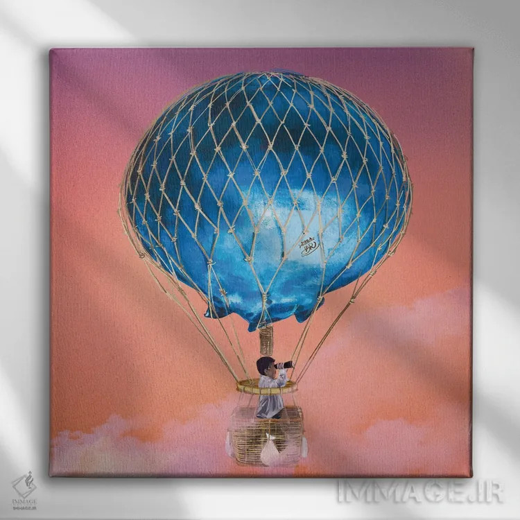 تابلو بالون هوای آبی اثر داریا روسو - نمای روبهرو روی دیوار