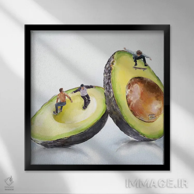 تابلو کاسه آووکادو اثر داریا روسو - نمای قابدار مشکی