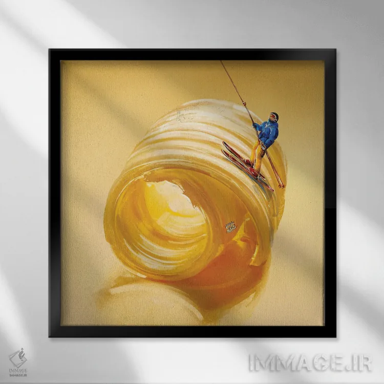 تابلو کره تی (احتمالاً ترکیبی فانتزی) اثر داریا روسو - نمای قابدار مشکی