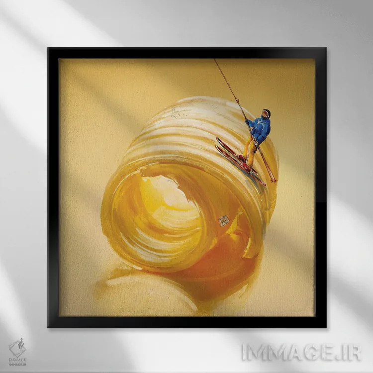 تابلو کره تی (احتمالاً ترکیبی فانتزی) اثر داریا روسو - نمای قابدار مشکی