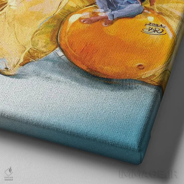 تابلو فانوسهای چینی اثر داریا روسو - نمای نزدیک بافت بوم