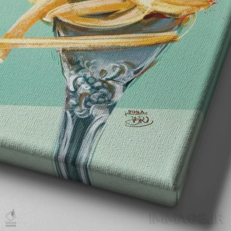 تابلو رژیم متعادل اثر داریا روسو - نمای نزدیک بافت بوم