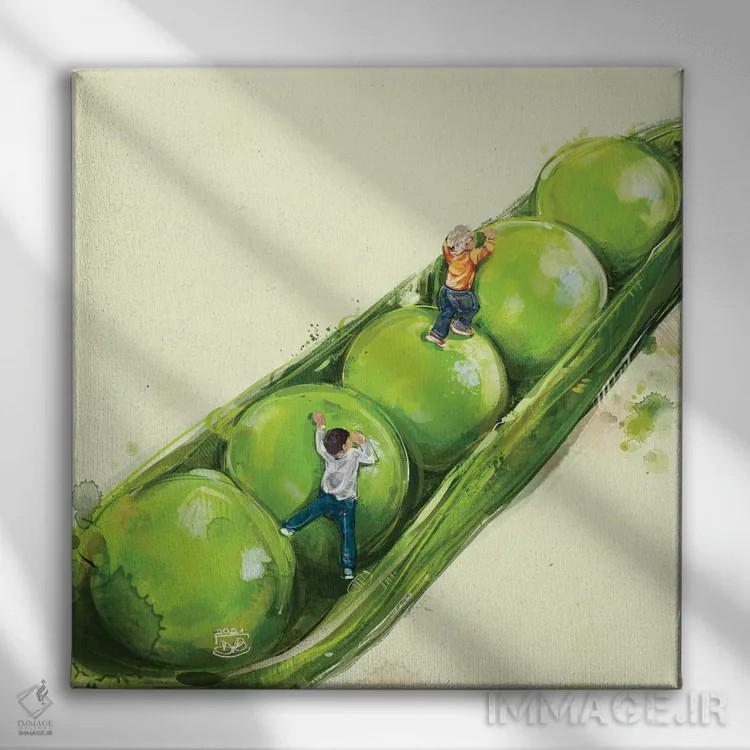 تابلو نخودهای خوشحال اثر داریا روسو - نمای روبهرو روی دیوار