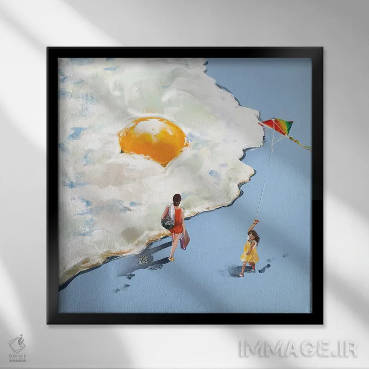 تابلو شوخی با زرده تخم مرغ اثر داریا روسو - نمای قابدار مشکی