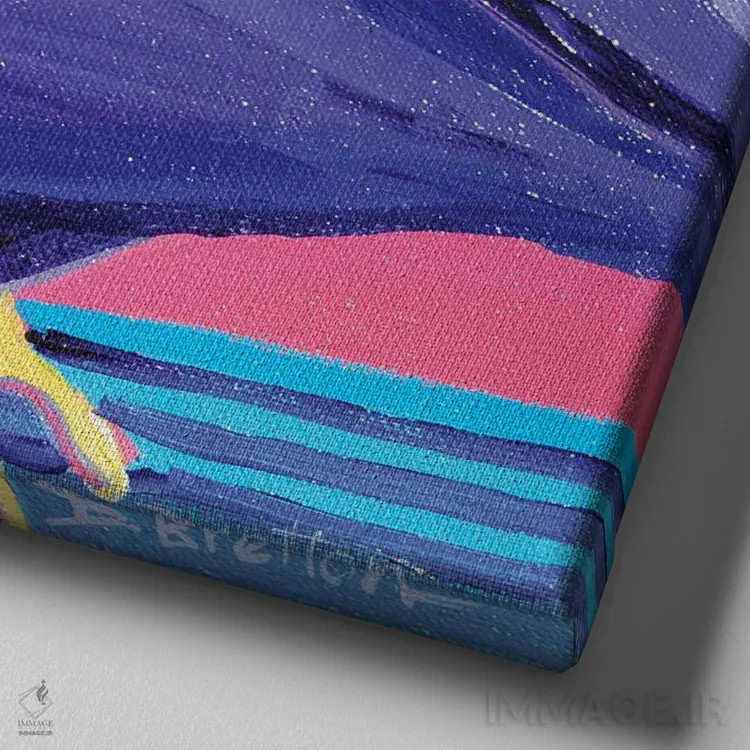 تابلو مرل نوآر (نام یک نوع پرنده یا عنوان فرانسوی) اثر دبرا برتون رابینسون - نمای نزدیک بافت بوم