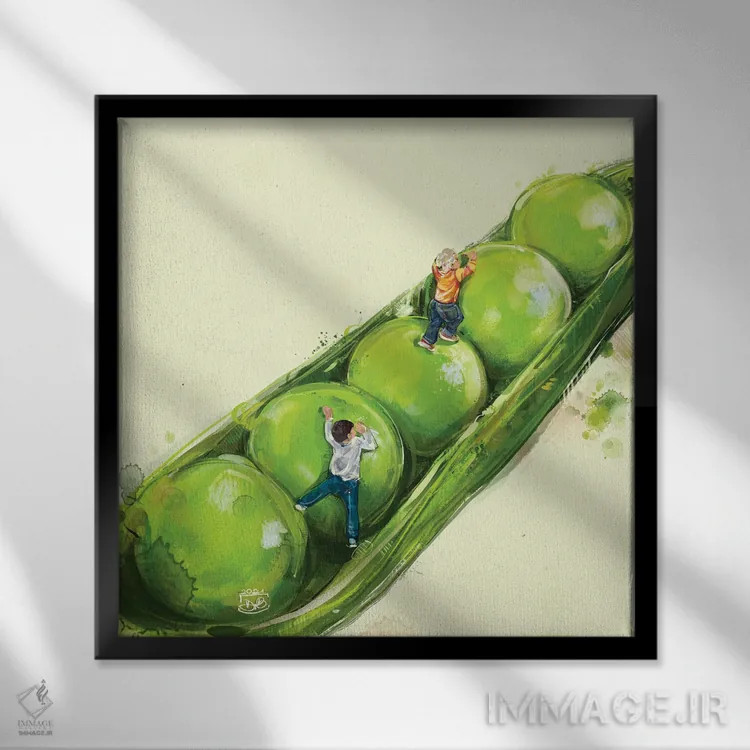 تابلو نخودهای خوشحال اثر داریا روسو - نمای قابدار مشکی