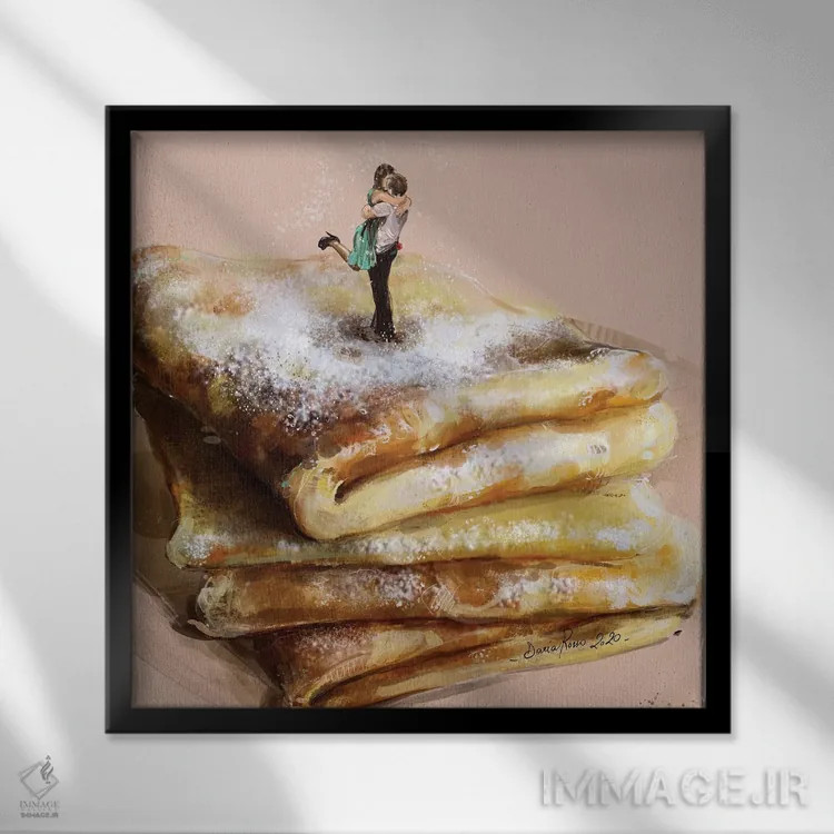 تابلو بوسه فرانسوی اثر داریا روسو - نمای قابدار مشکی