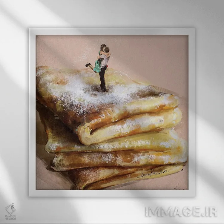 تابلو بوسه فرانسوی اثر داریا روسو - نمای قابدار سفید