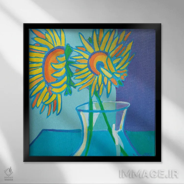 تابلو آفتابگردانهای هایدی اثر دبرا برتون رابینسون - نمای قابدار مشکی