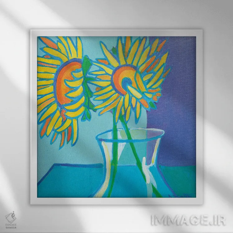 تابلو آفتابگردانهای هایدی اثر دبرا برتون رابینسون - نمای قابدار سفید