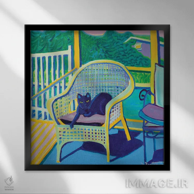 تابلو شاه لویی در ایوان پشتی اثر دبرا برتون رابینسون - نمای قابدار مشکی