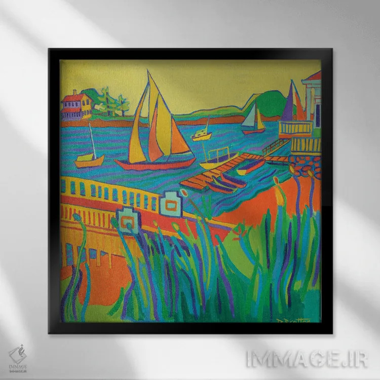 تابلو قایقرانی در پوینت تاک اثر دبرا برتون رابینسون - نمای قابدار مشکی