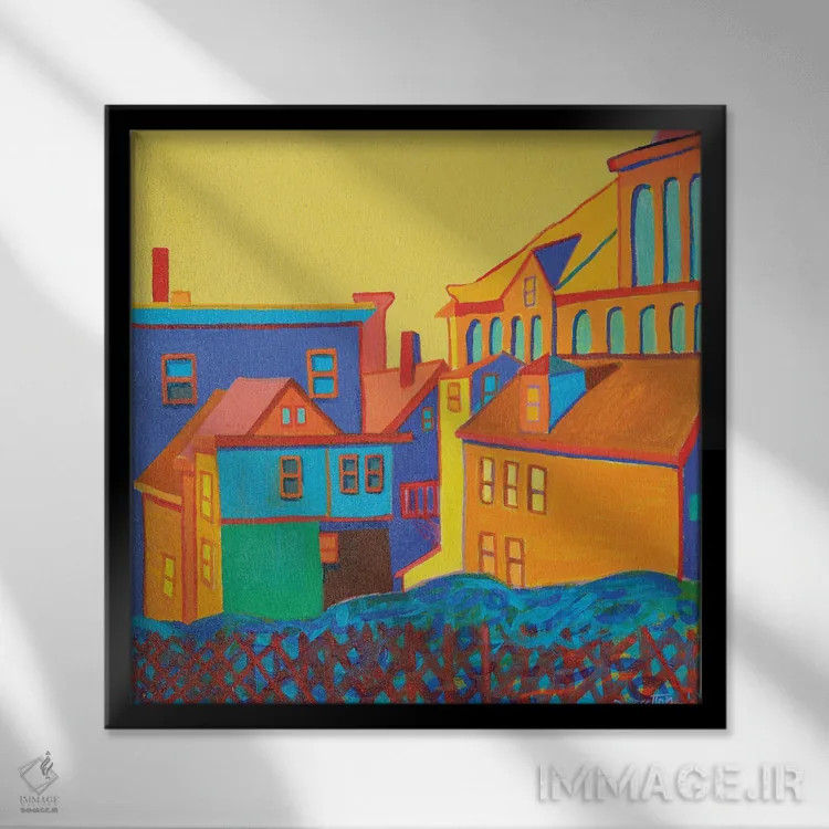 تابلو آکر زرد کهربایی اثر دبرا برتون رابینسون - نمای قابدار مشکی