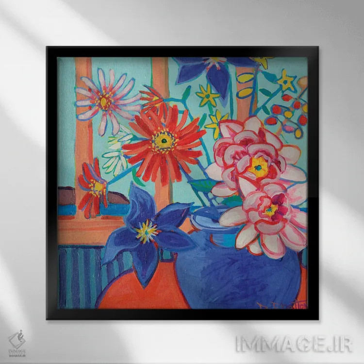 تابلو دستهگل جزیره مونهیگان اثر دبرا برتون رابینسون - نمای قابدار مشکی