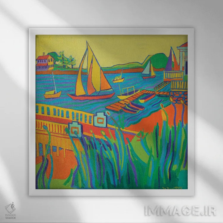 تابلو قایقرانی در پوینت تاک اثر دبرا برتون رابینسون - نمای قابدار سفید