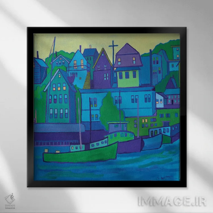 تابلو بندر گلاستر اثر دبرا برتون رابینسون - نمای قابدار مشکی