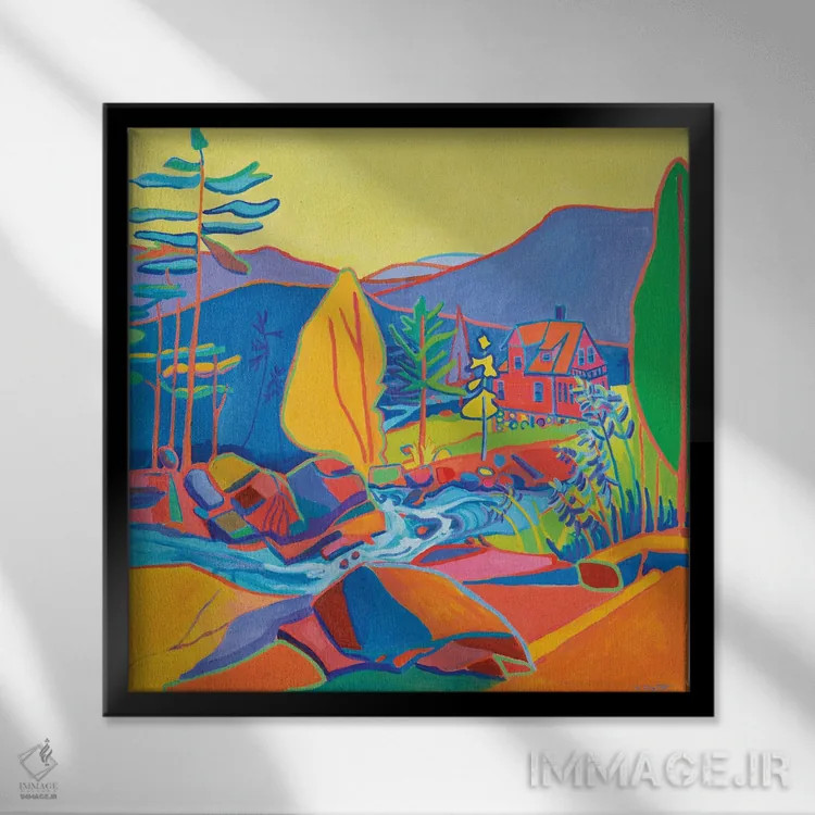 تابلو خانه رودخانه وایلدکت اثر دبرا برتون رابینسون - نمای قابدار مشکی