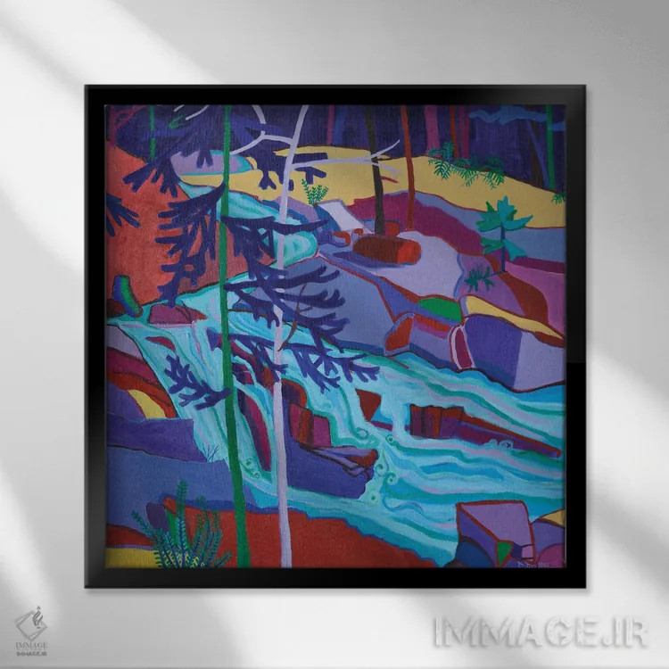 تابلو آبشار رودخانه وایلدکت اثر دبرا برتون رابینسون - نمای قابدار مشکی