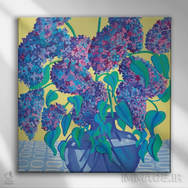 تابلو آبیهای یاس بنفش اثر دبرا برتون رابینسون - نمای روبهرو روی دیوار