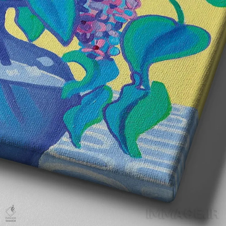 تابلو آبیهای یاس بنفش اثر دبرا برتون رابینسون - نمای نزدیک بافت بوم