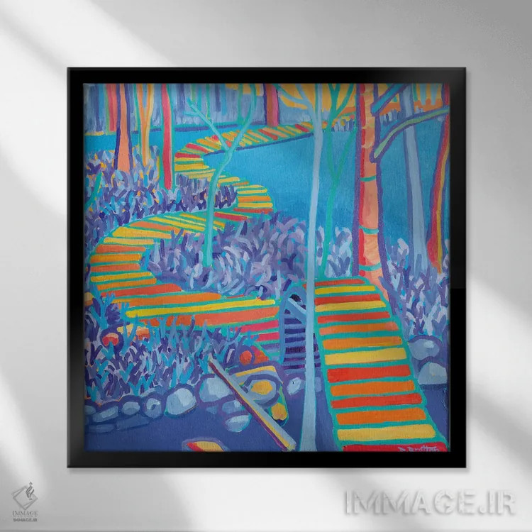 تابلو مسیر پیادهروی جنگل شهرک اثر دبرا برتون رابینسون - نمای قابدار مشکی