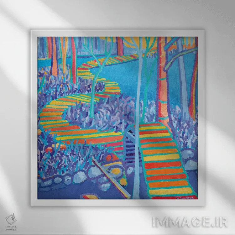 تابلو مسیر پیادهروی جنگل شهرک اثر دبرا برتون رابینسون - نمای قابدار سفید