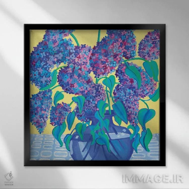 تابلو آبیهای یاس بنفش اثر دبرا برتون رابینسون - نمای قابدار مشکی