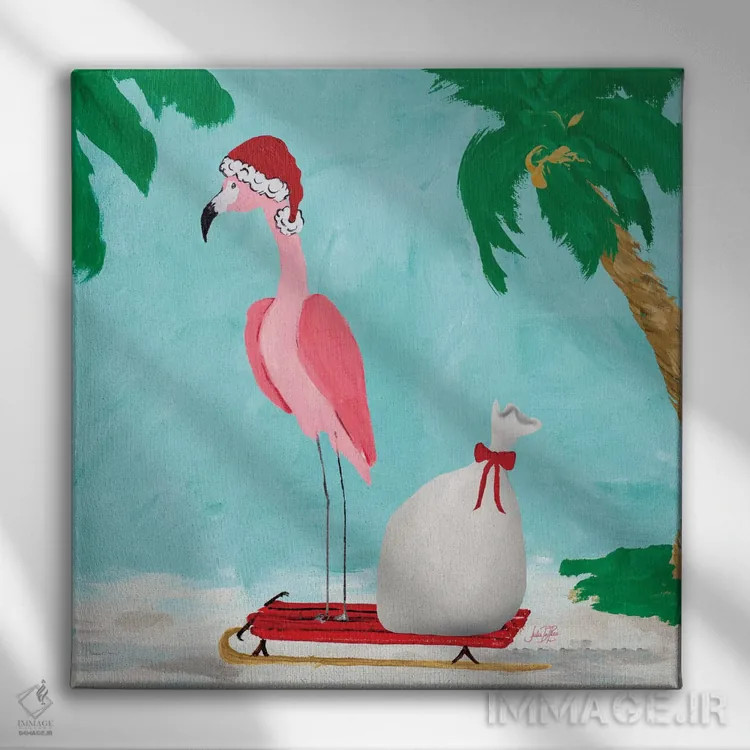 تابلو تعطیلات فلامینگو (فالالا) II اثر جولی دریسه - نمای روبهرو روی دیوار
