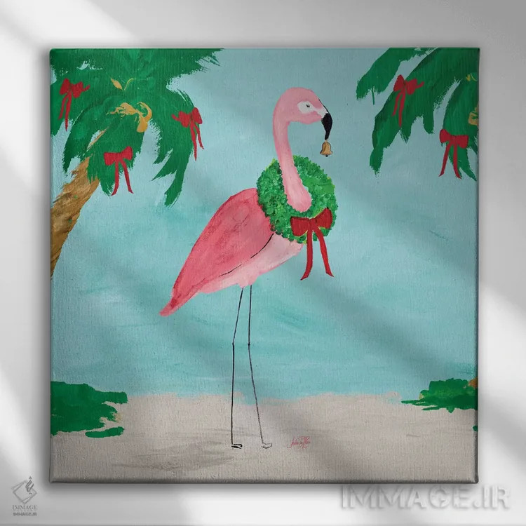 تابلو تعطیلات فلامینگو (فالالا) I اثر جولی دریسه - نمای روبهرو روی دیوار