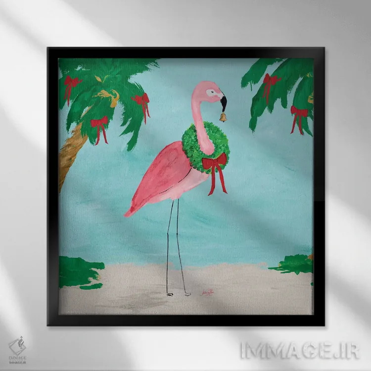 تابلو تعطیلات فلامینگو (فالالا) I اثر جولی دریسه - نمای قابدار مشکی