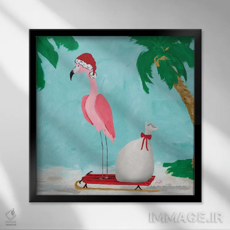 تابلو تعطیلات فلامینگو (فالالا) II اثر جولی دریسه - نمای قابدار مشکی