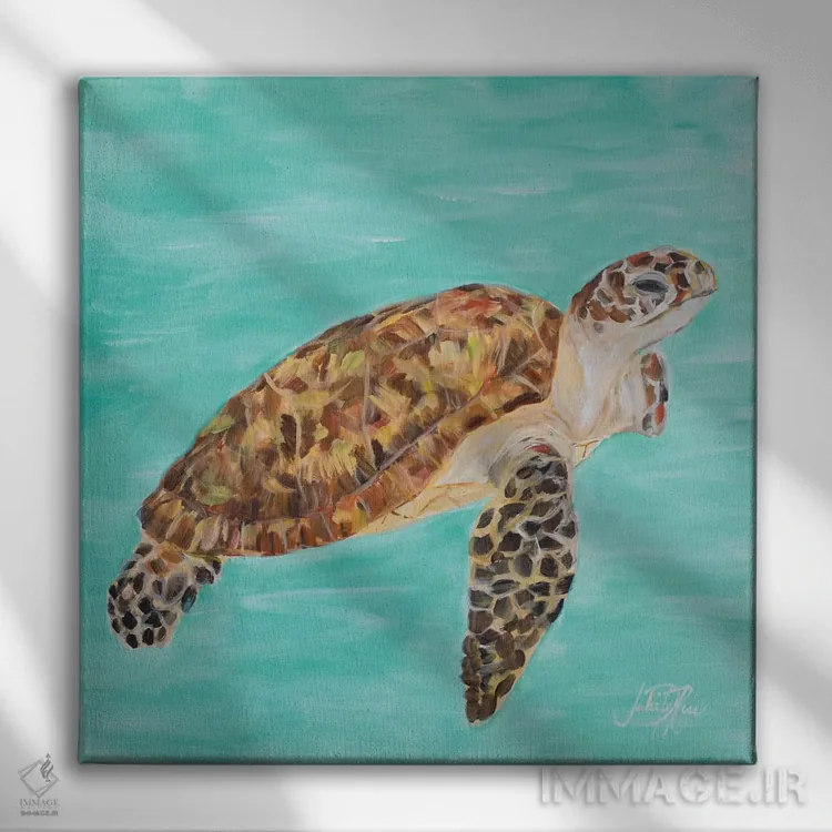 تابلو لاکپشت دریایی I اثر جولی دریسه - نمای روبهرو روی دیوار