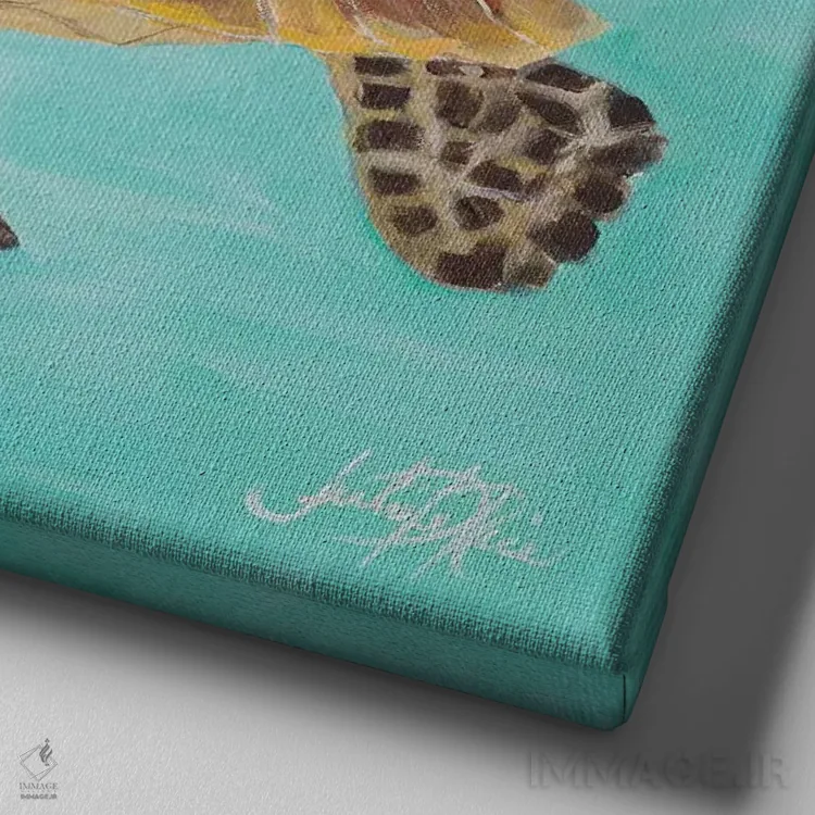 تابلو لاکپشت دریایی II اثر جولی دریسه - نمای نزدیک بافت بوم