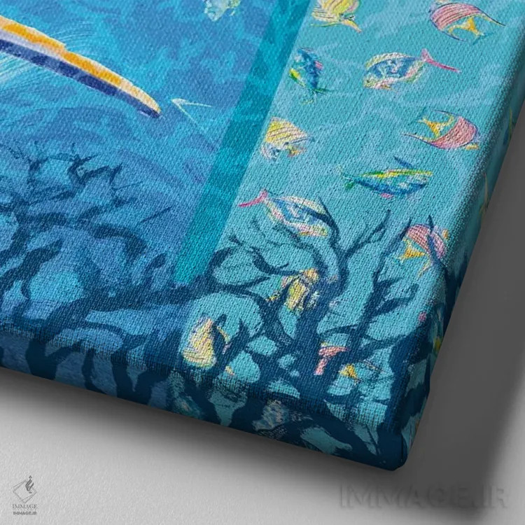 تابلو زیر دریا II اثر جولی دریسه - نمای نزدیک بافت بوم