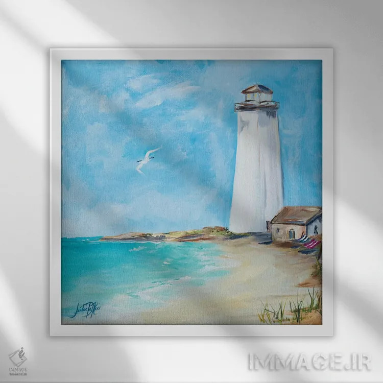 تابلو فانوسهای دریایی III اثر جولی دریسه - نمای قابدار سفید