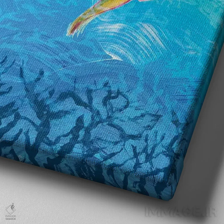 تابلو زیر دریا I اثر جولی دریسه - نمای نزدیک بافت بوم