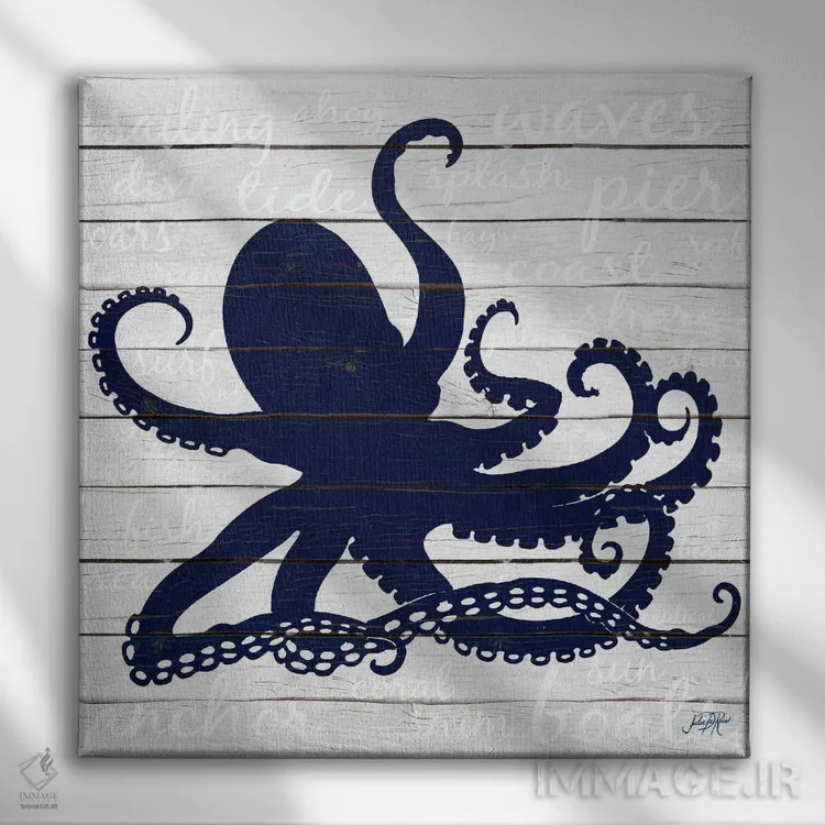 تابلو اختاپوس نیلی اثر جولی دریسه - نمای روبهرو روی دیوار
