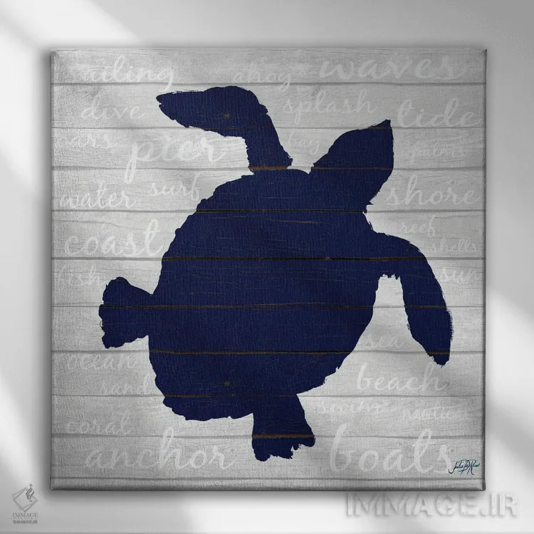 تابلو لاکپشت نیلی اثر جولی دریسه - نمای روبهرو روی دیوار