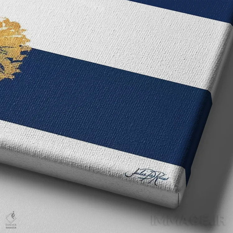 تابلو اسب دریایی طلایی روی نوارها I اثر جولی دریسه - نمای نزدیک بافت بوم