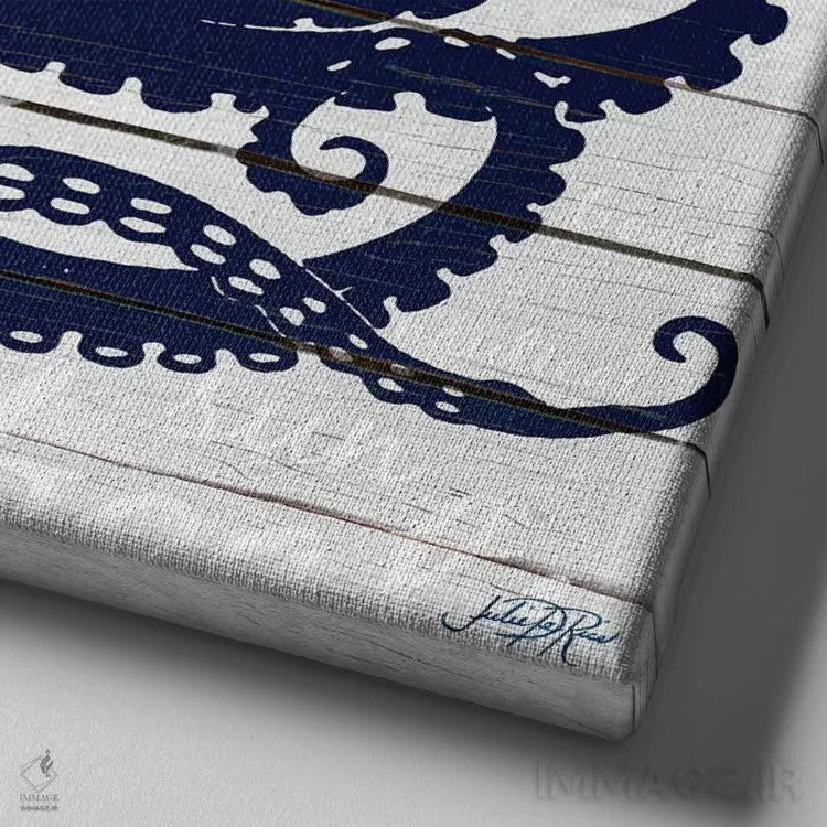 تابلو اختاپوس نیلی اثر جولی دریسه - نمای نزدیک بافت بوم