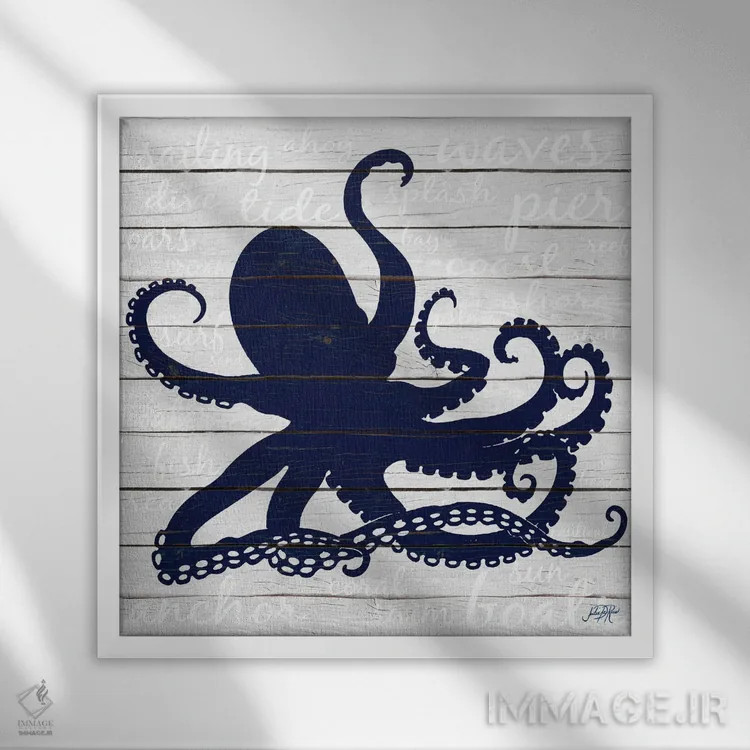 تابلو اختاپوس نیلی اثر جولی دریسه - نمای قابدار سفید