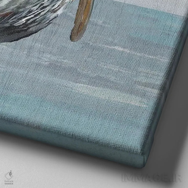 تابلو پلیکان در آب III اثر جولی دریسه - نمای نزدیک بافت بوم