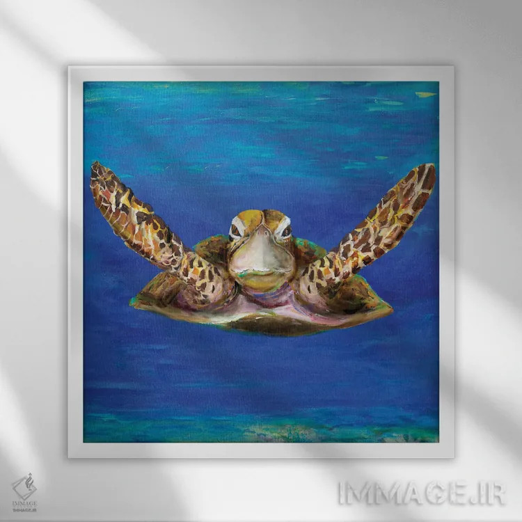 تابلو در حال شنا اثر جولی دریسه - نمای قابدار سفید