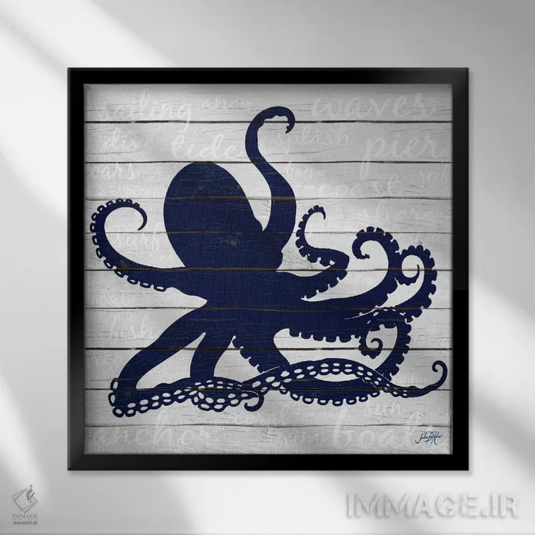 تابلو اختاپوس نیلی اثر جولی دریسه - نمای قابدار مشکی