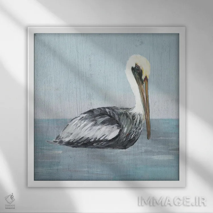 تابلو پلیکان در آب III اثر جولی دریسه - نمای قابدار سفید