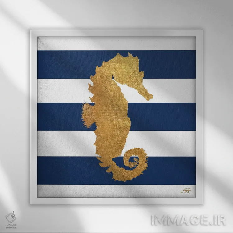 تابلو موجودات دریایی روی نوارها I اثر جولی دریسه - نمای قابدار سفید